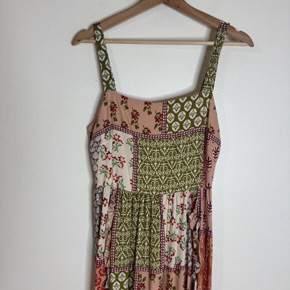 ATL The Label Dress Gypsiana ruffle ladies M Pink Boho Patchwork Maxi Rayon - Picture 3 of 15